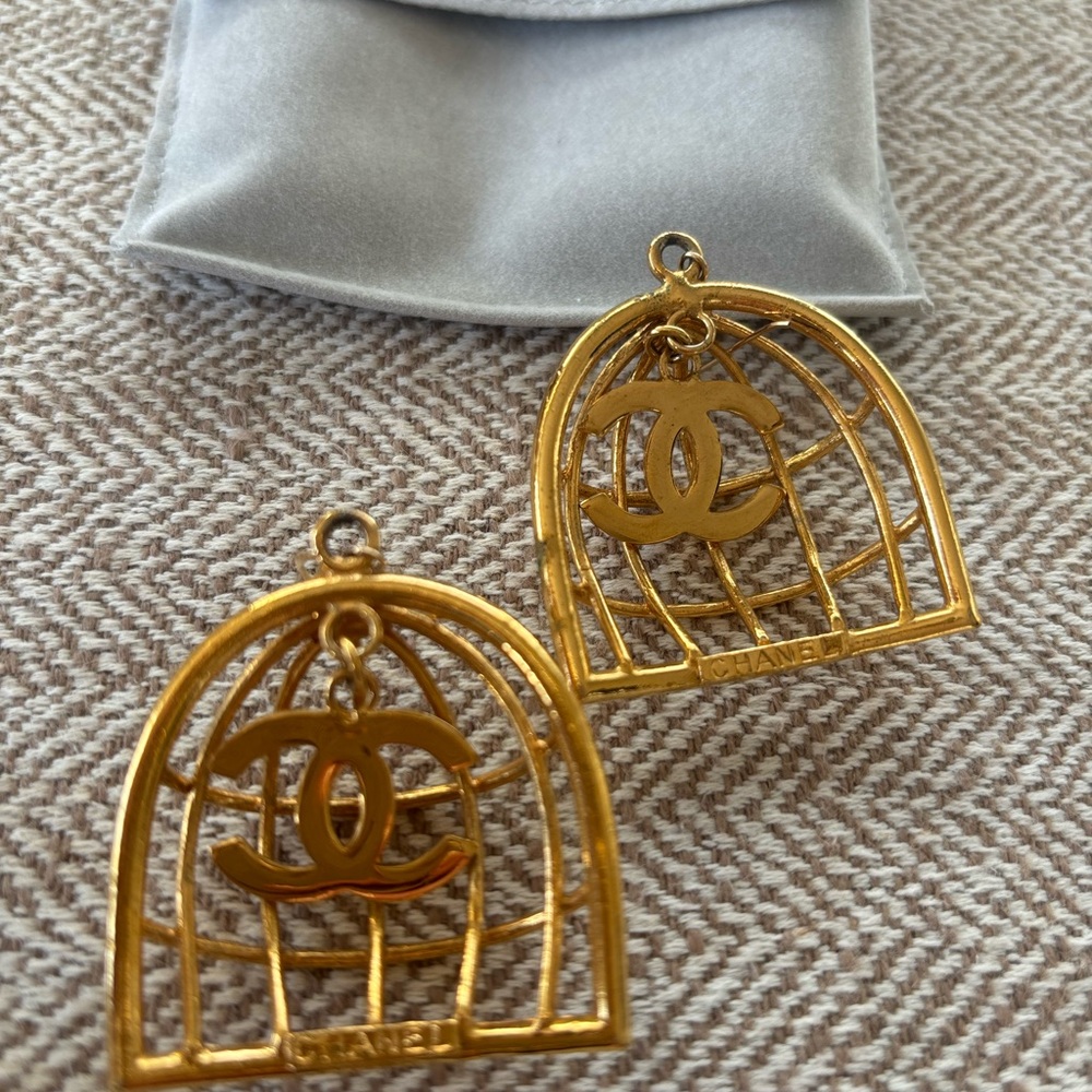 Chanel Gold Birdcage Earrings